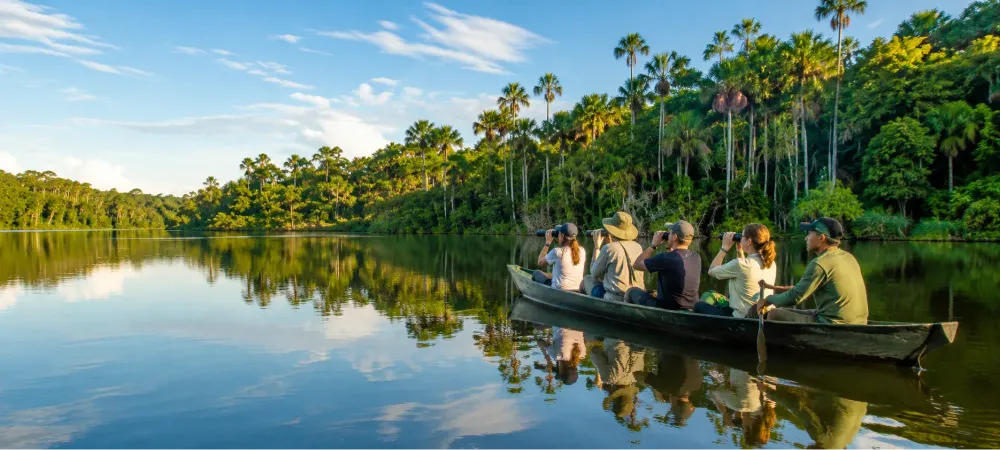 Forest and waters of Lake Sandoval in the Peruvian Amazon